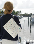 medium zipper pouch handbag with nautical pattern