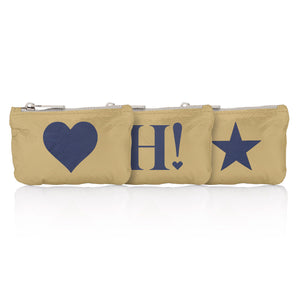 Set of Three Gift Card Holder Packs - Gold with Navy Heart, H! & Star