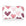 Mini white zipper cosmetic bag with multicolored pink hearts on white background