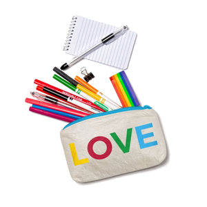 Mini Zipper Pack in White with Rainbow "LOVE"