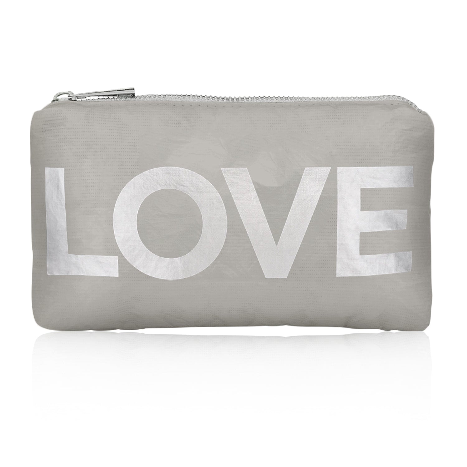 Mini Zipper Pack in Earth Gray with Silver "LOVE"