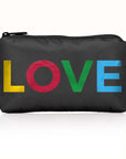 Mini Zipper Pouch in Black with Rainbow "LOVE"