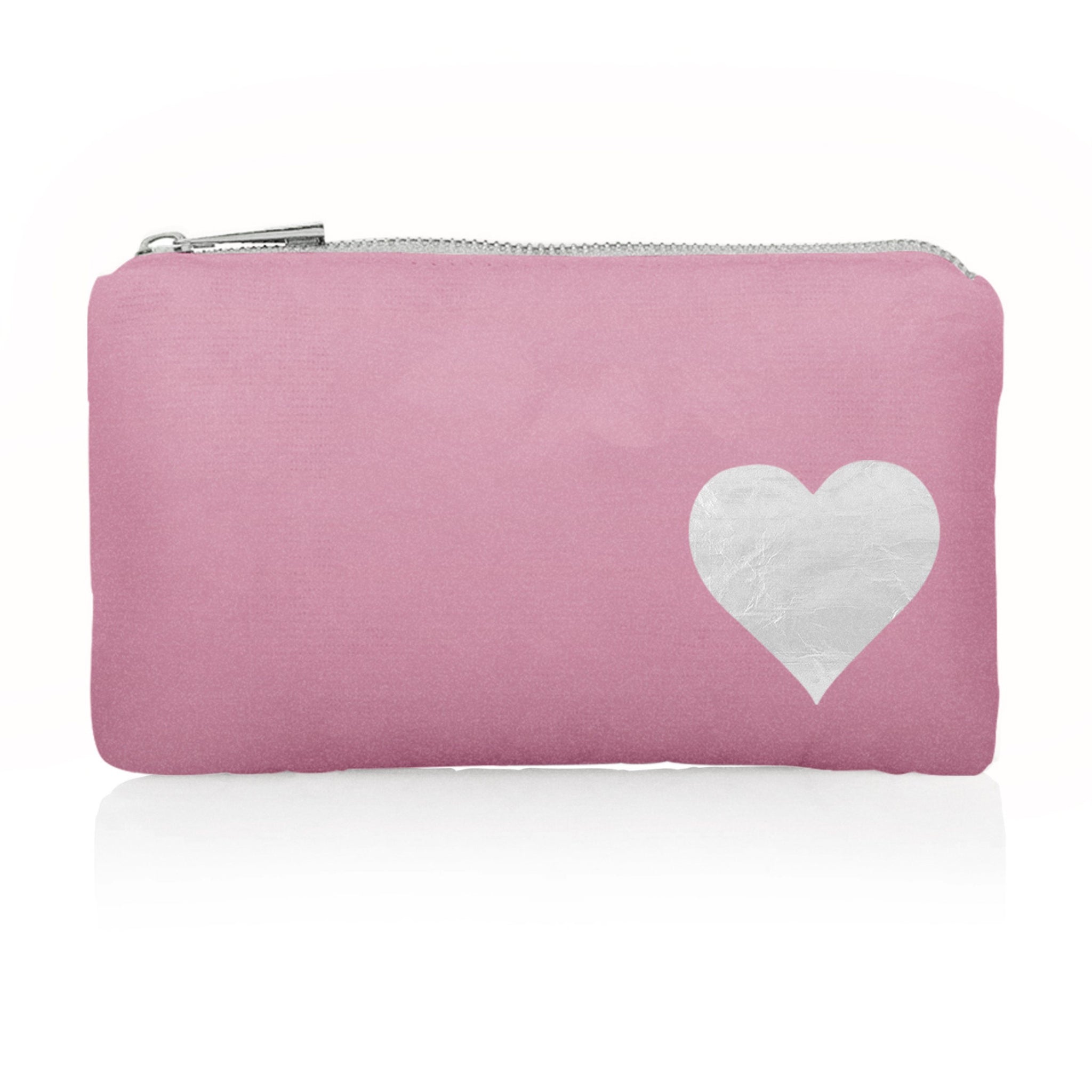 Mini Zipper Pack in Fairy Pink with Silver Heart