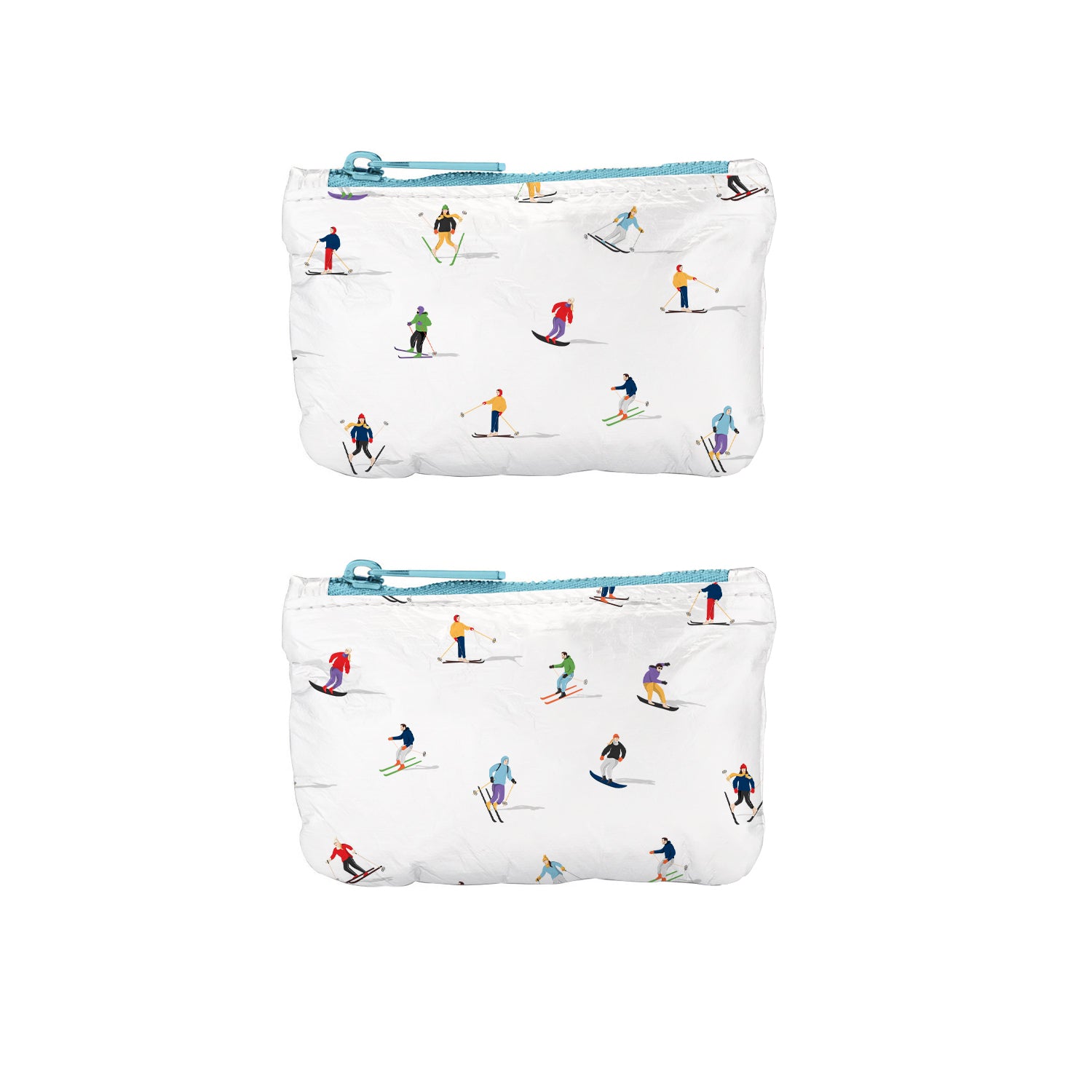 mini zipper pouch, gift card holder in skier pattern