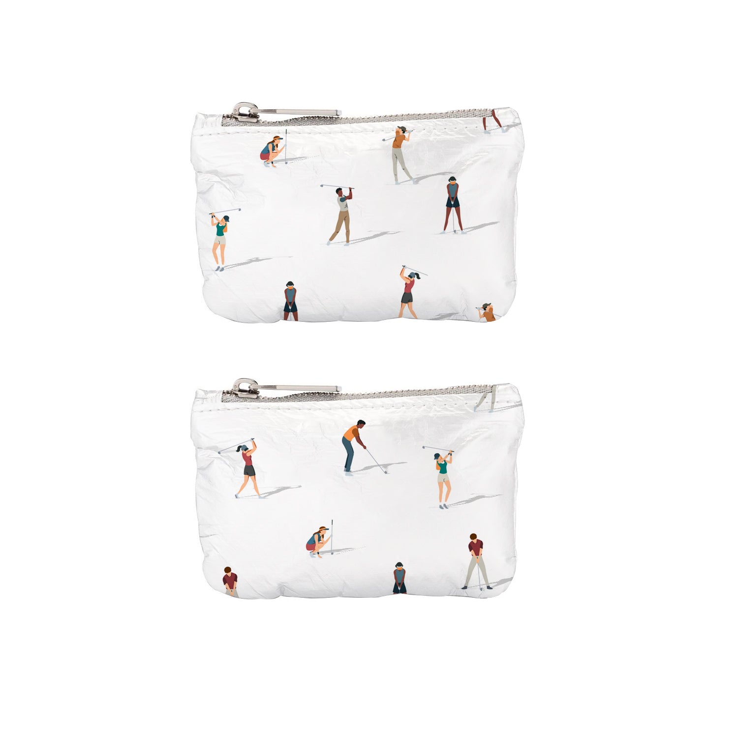 two pack mini zipper pouches in golfer pattern