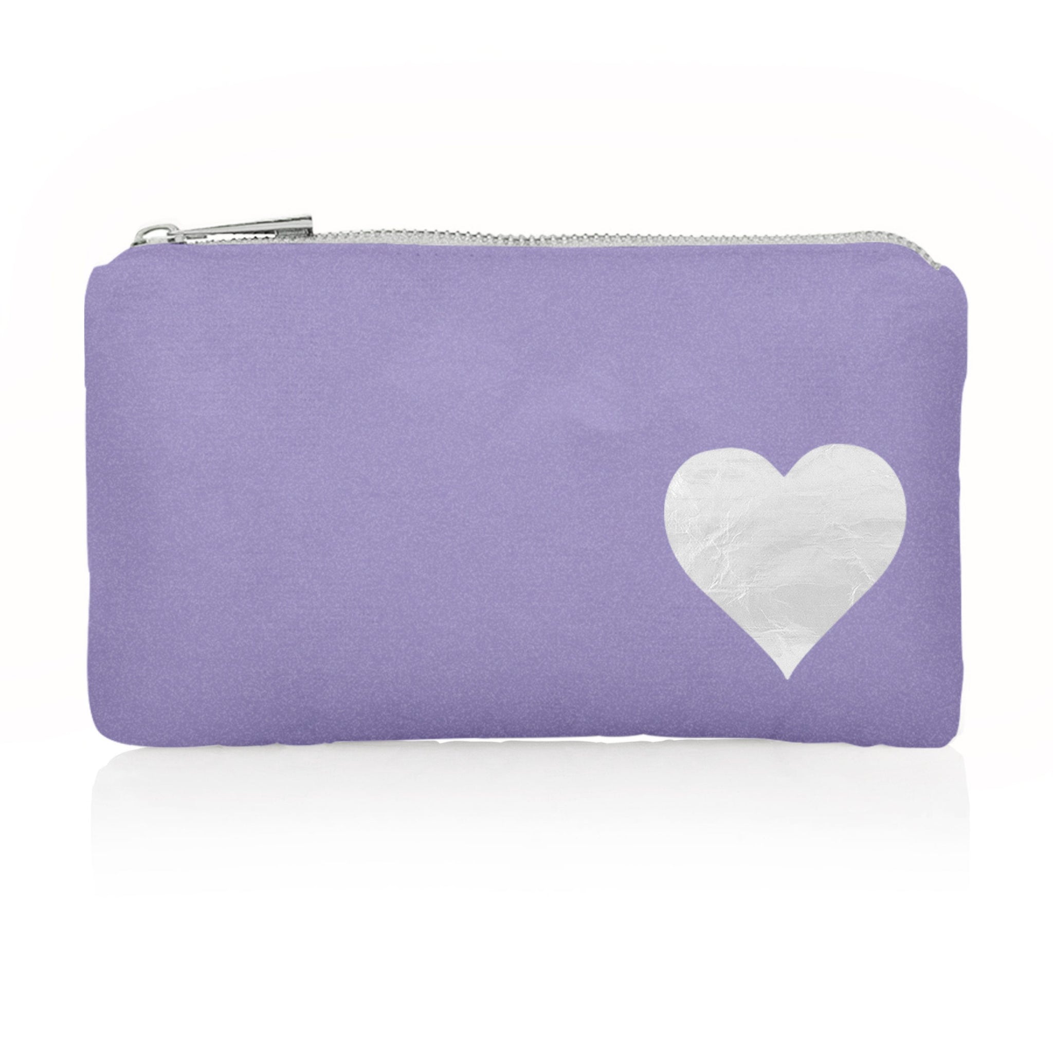 Mini Zipper Pack in Shimmer Purple with Silver Heart