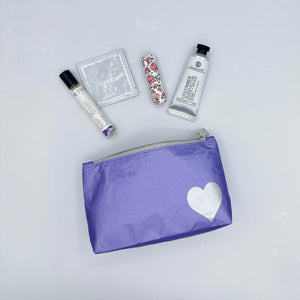 Mini Zipper Pack in Shimmer Purple with Silver Heart