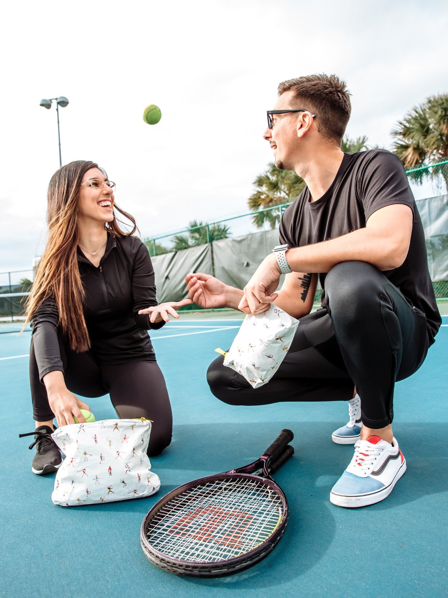 water resistant mini zipper pouch on the courts