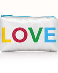Mini Zipper Pack in White with Rainbow "LOVE"
