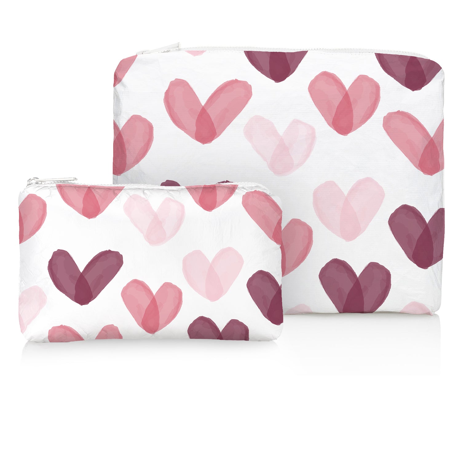 Set of Two Organizational Packs in "Language of Love" Heart Print on White Background