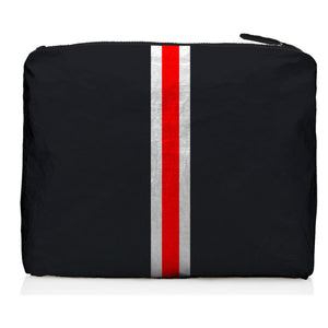 Pouch to Purse - Black with Red & White Stripes