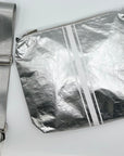 Convertible Crossbody Bag - Silver with White Stripes