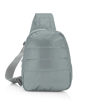 Puffer Crossbody Backpack in Shimmer Gray