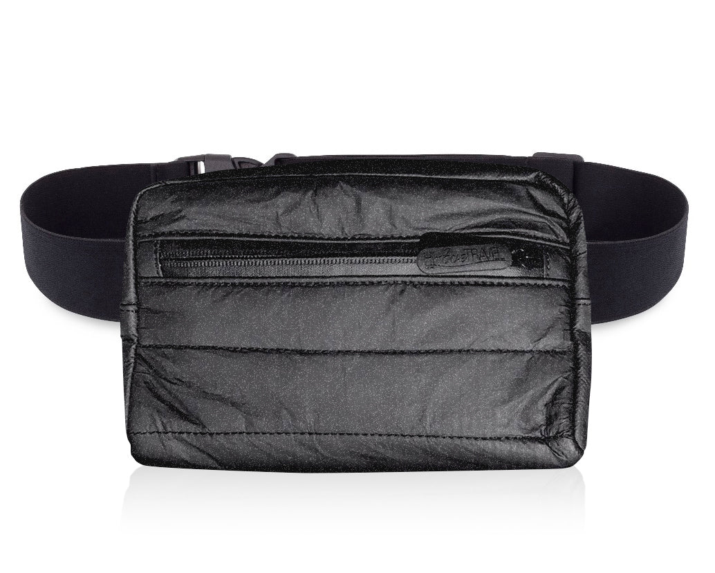 Puffer Crossbody Fanny Pack Belt Bag in Shimmer Black