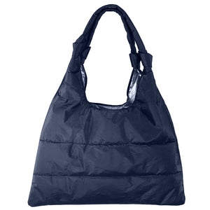 Love Me "Knot" Puffer Purse Tote in Shimmer Navy