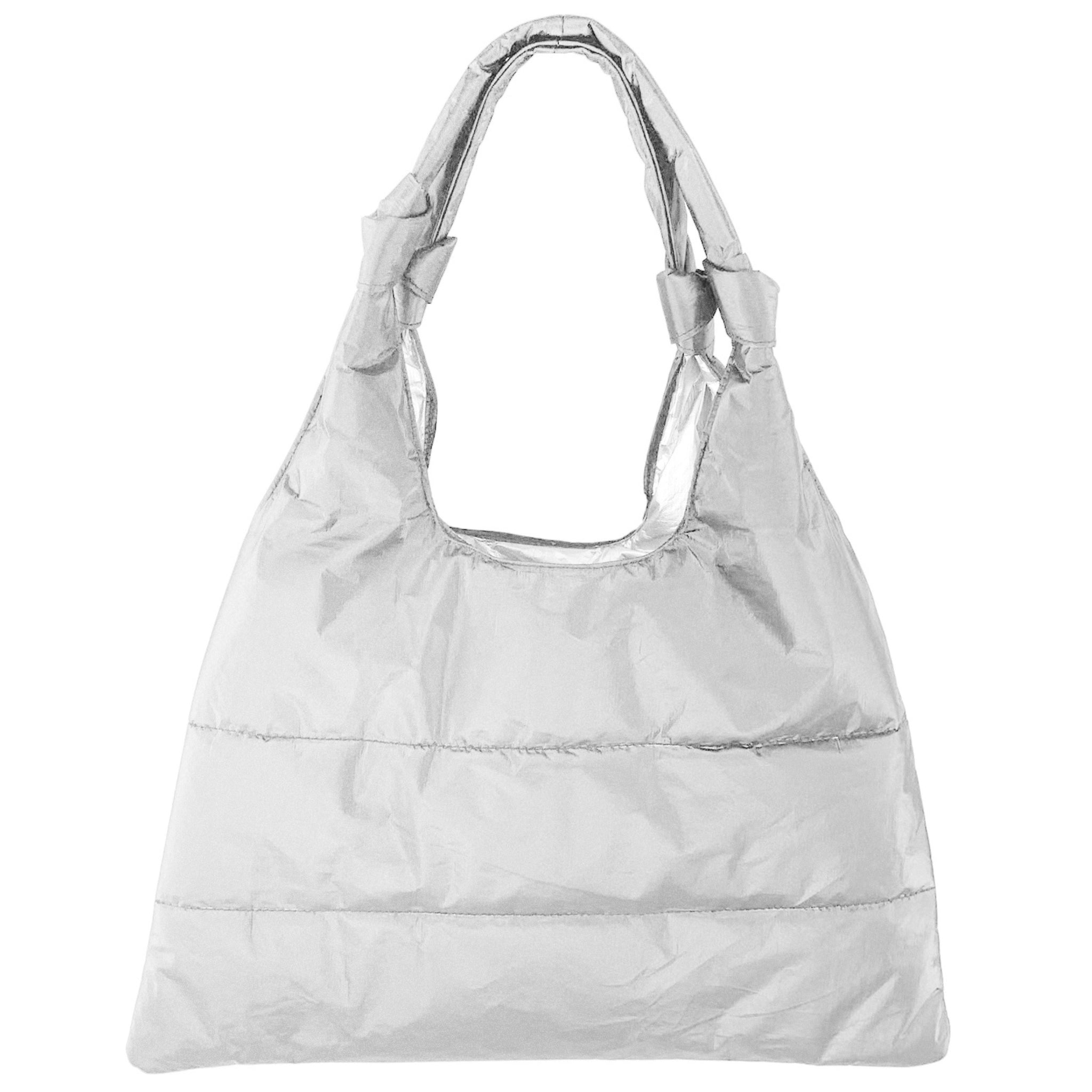 Love Me "Knot" Puffer Purse Tote in Shimmer White