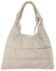 Puffer purse tote in shimmer beige