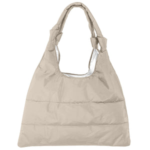 Love Me "Knot" Puffer Purse Tote in Shimmer Beige