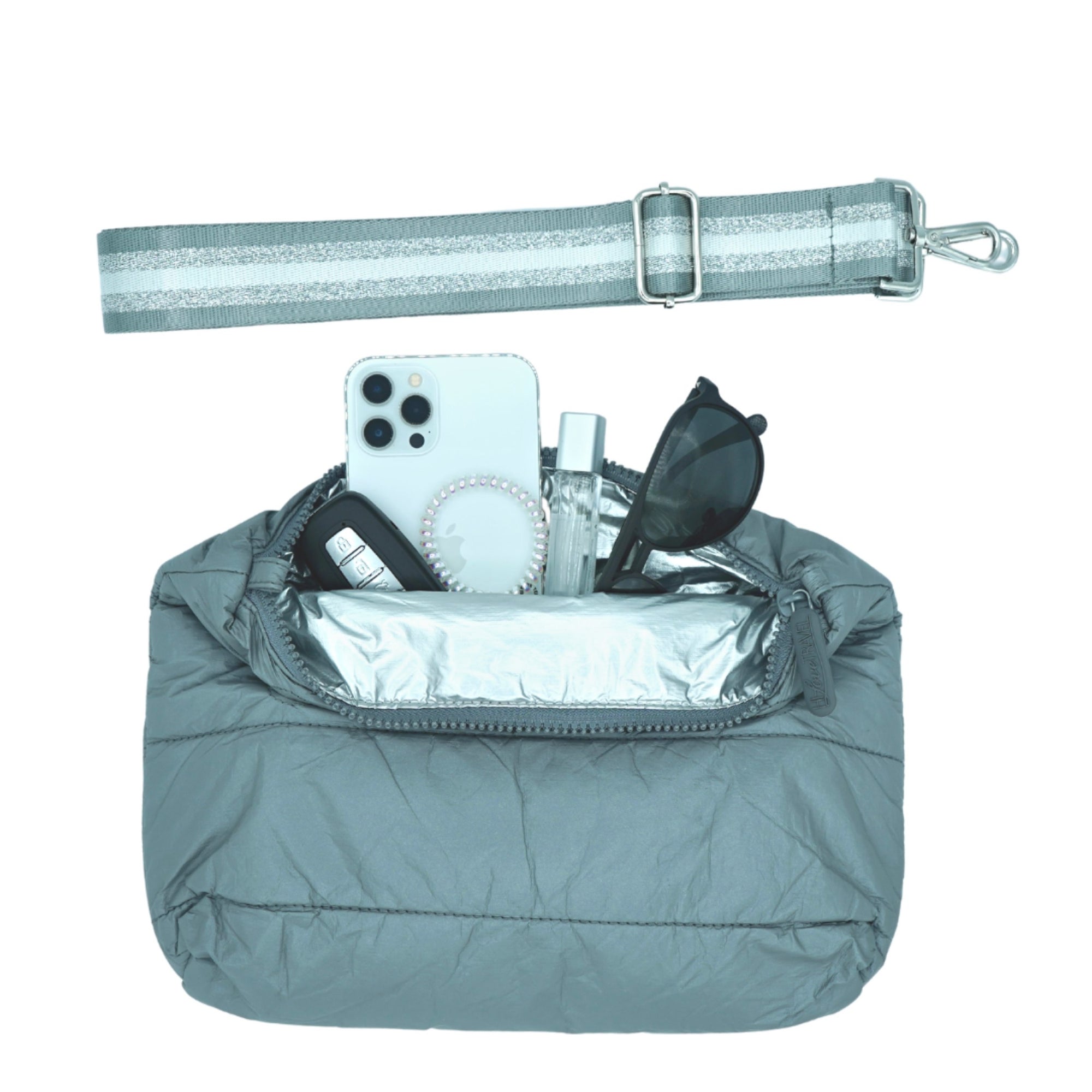 organize your life with crossbody bag in shimmer gray