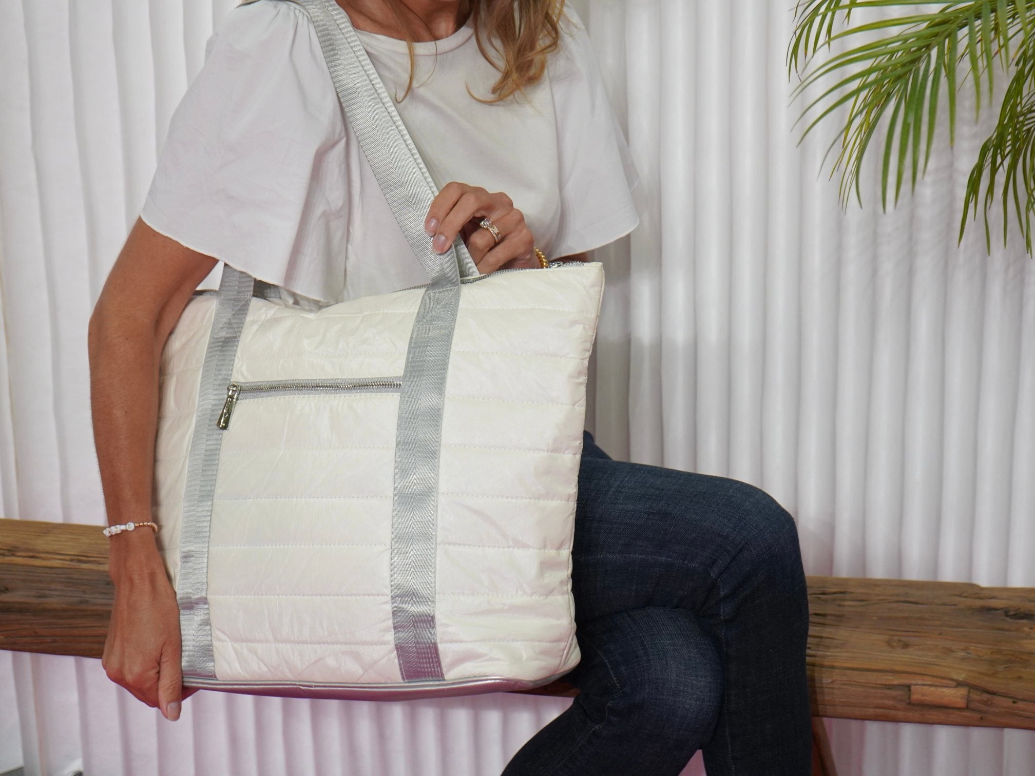 Set of Three Travel Packs - Everyday Tote Set in Shimmer White