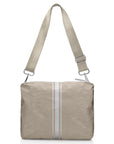 Crossbody Purse in Golden Shimmer Beige with Silver Stripes