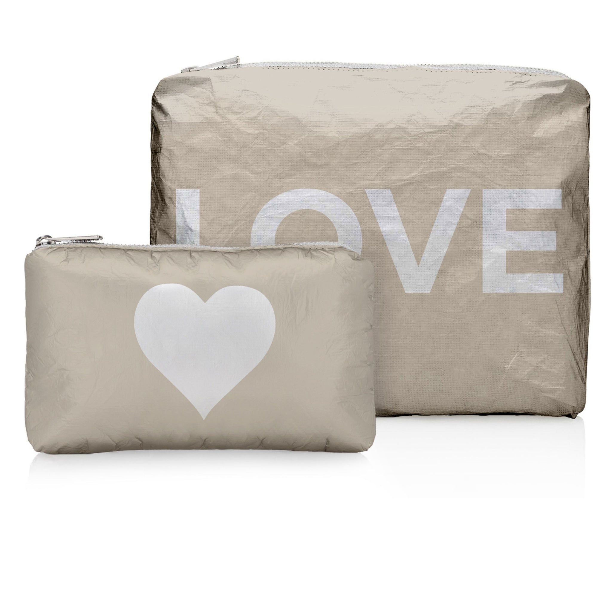 Set of Two - Organizational Packs - Golden Shimmer Beige with "LOVE" & Heart