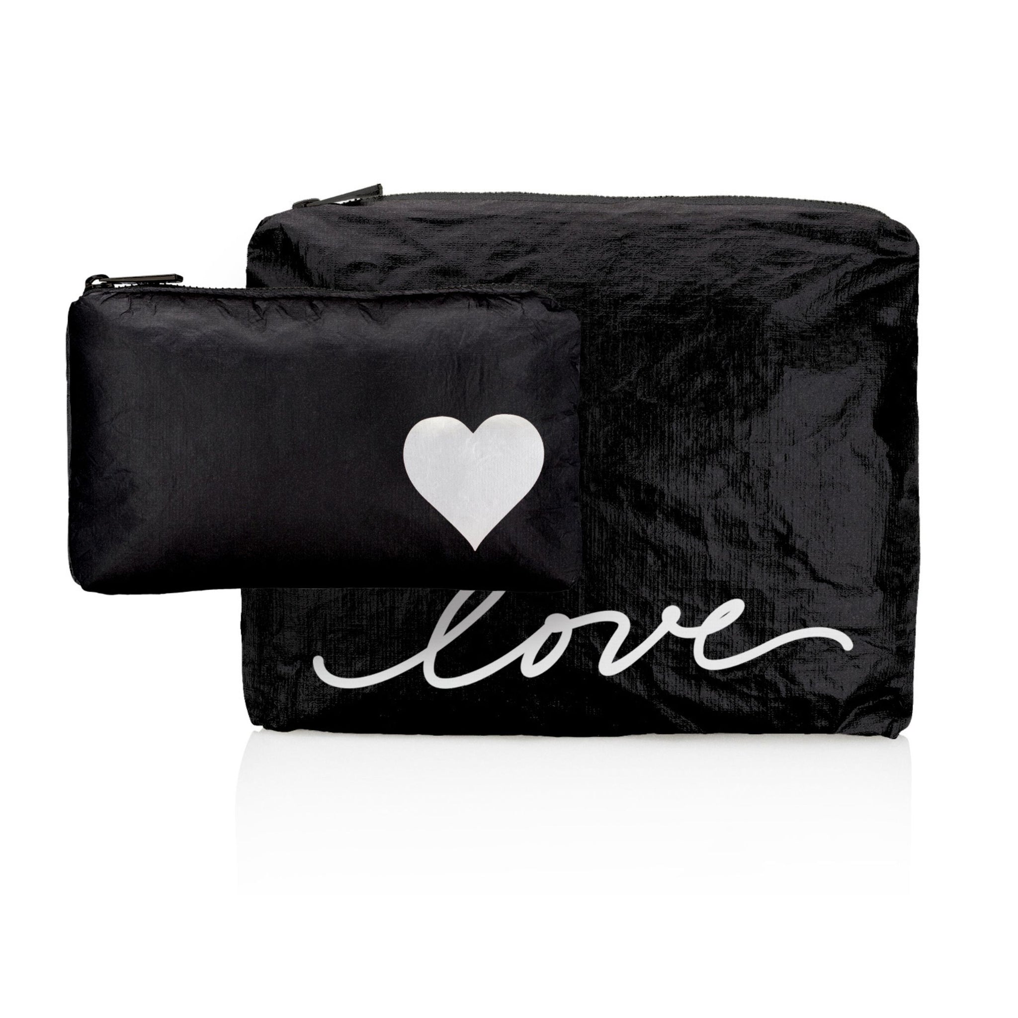 Set of Two - Organizational Packs - Shimmer Black with White Script "love"