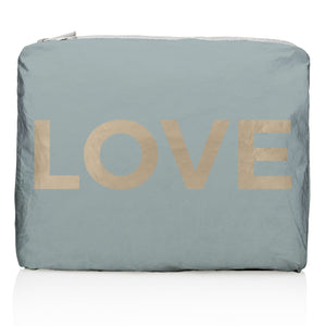 Medium Zipper Pack in Shimmer Gray with Golden "LOVE"
