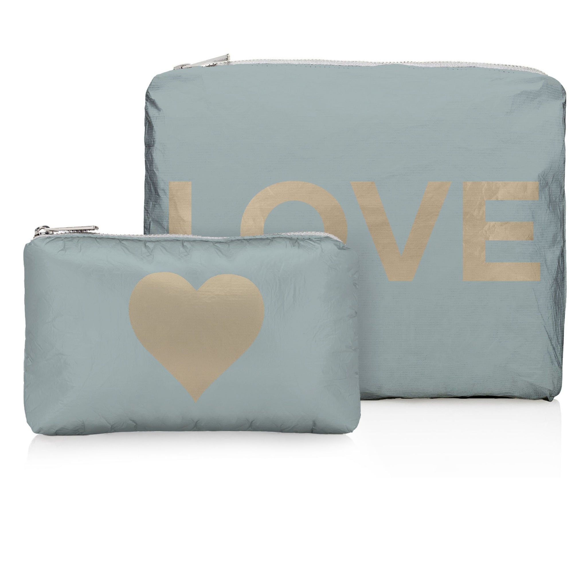 Set of Two - Organizational Packs - Shimmer Gray with Golden "LOVE" & Heart