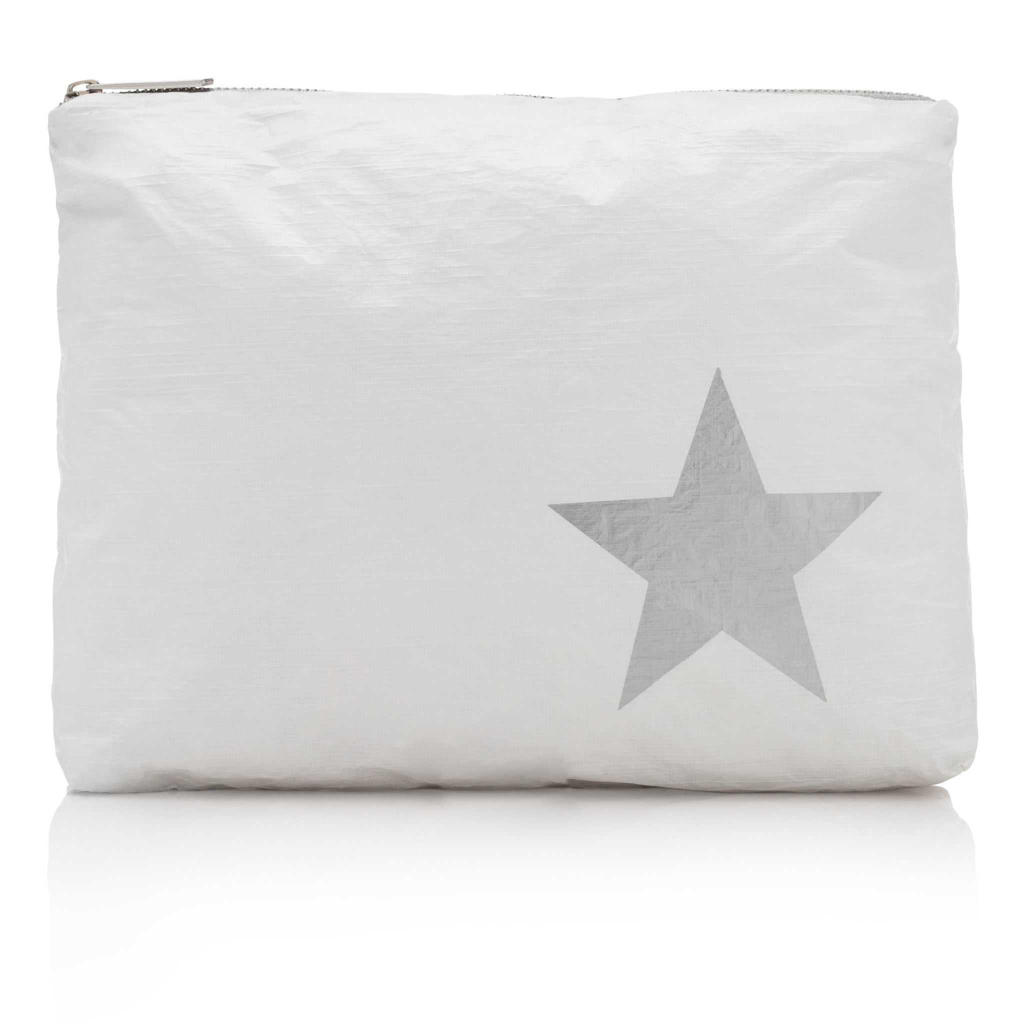 Medium Zipper Pack in Shimmer White with Silver Star