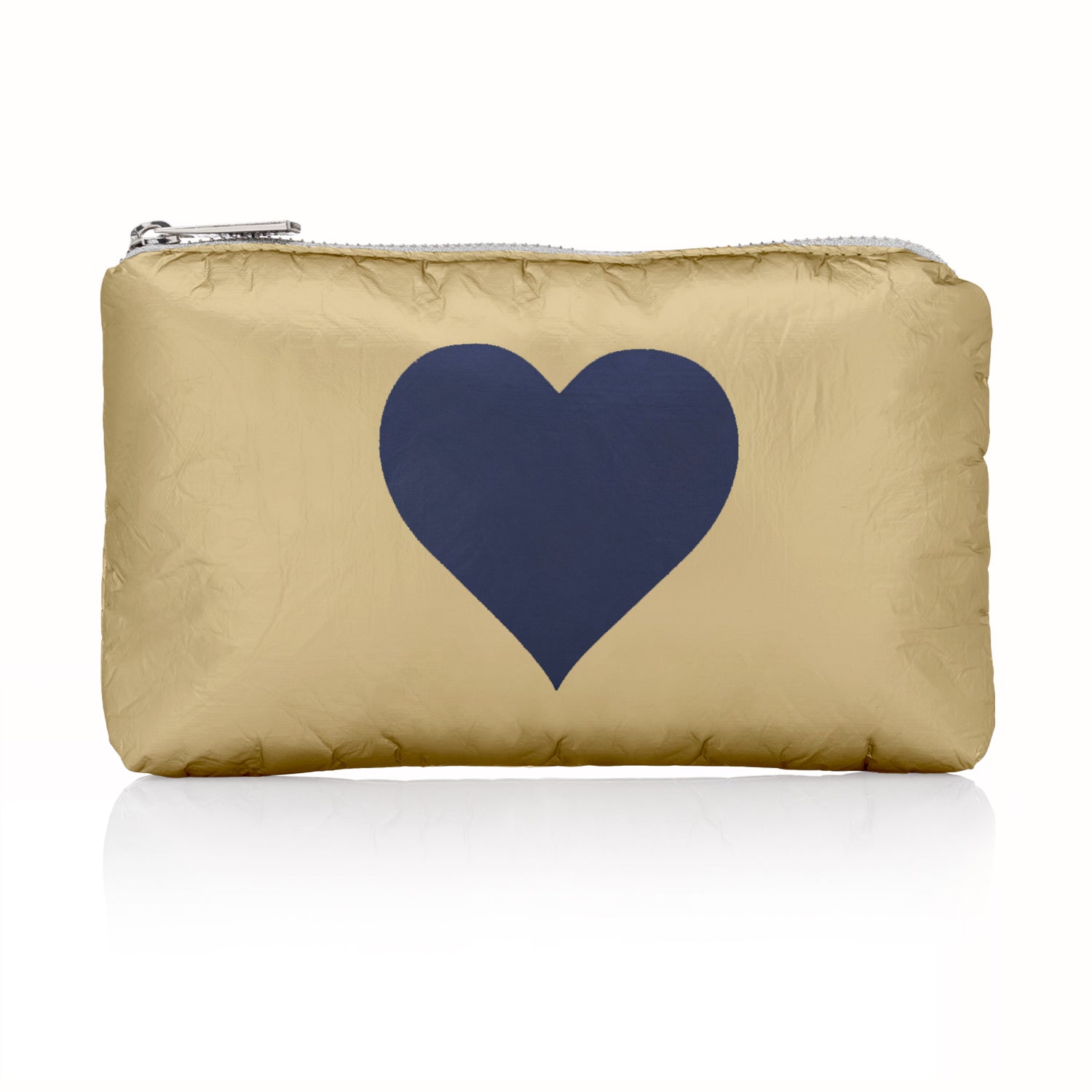 Mini Zipper Pack in Gold with Navy Heart