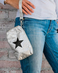 Zip-Wristlet in Silver with Black Star