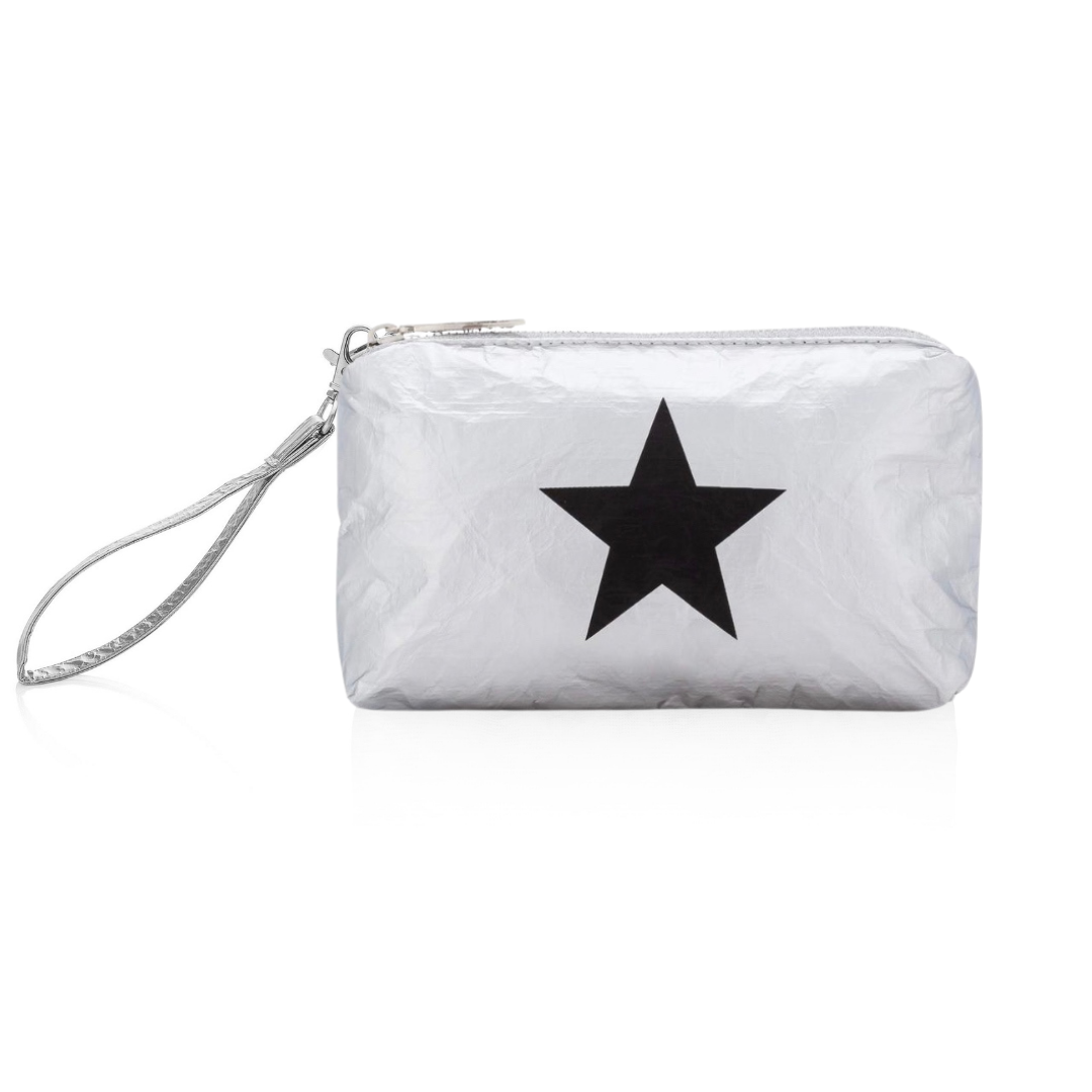 Limited Edition Style! Unpadded Wristlet in Silver with Black Star