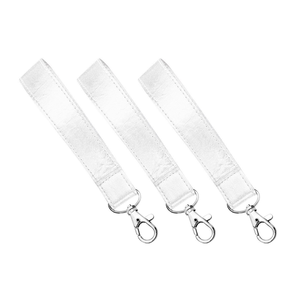 Set of Three - Shimmer White Wristlet Straps with Silver Clasps