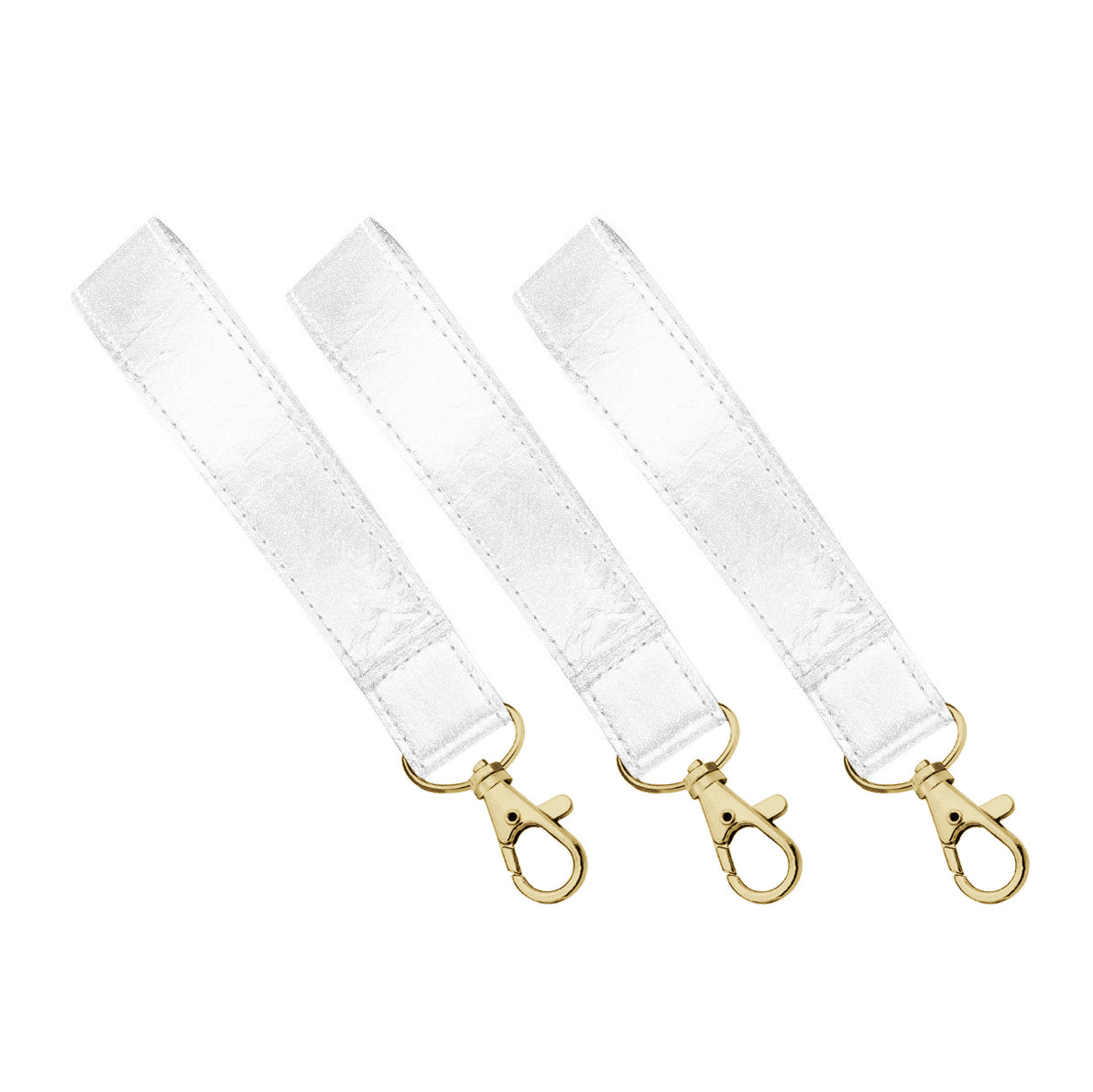 Set of Three - Shimmer White Wristlet Straps with Gold Clasps