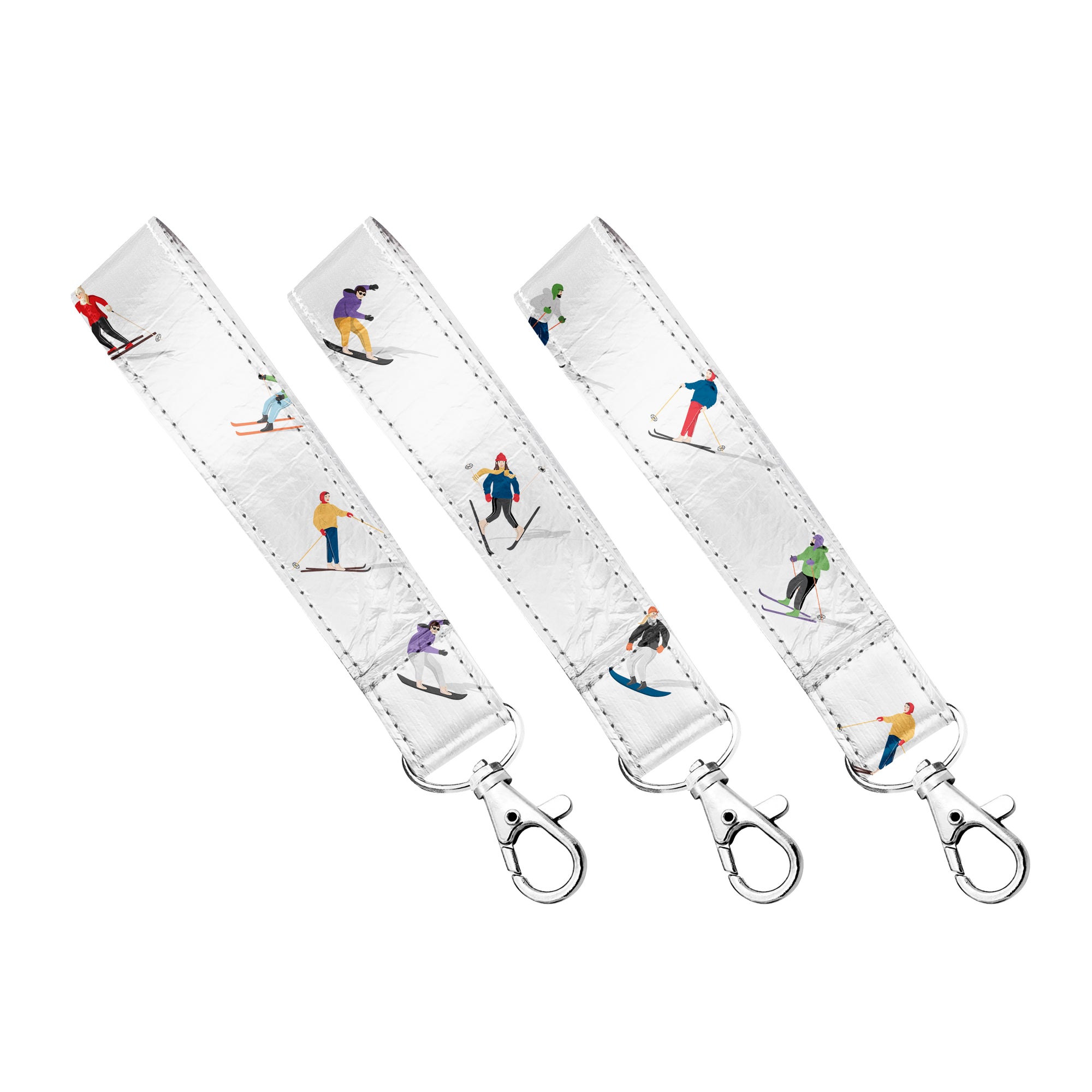 3 pack of wrist straps in dancing skier pattern