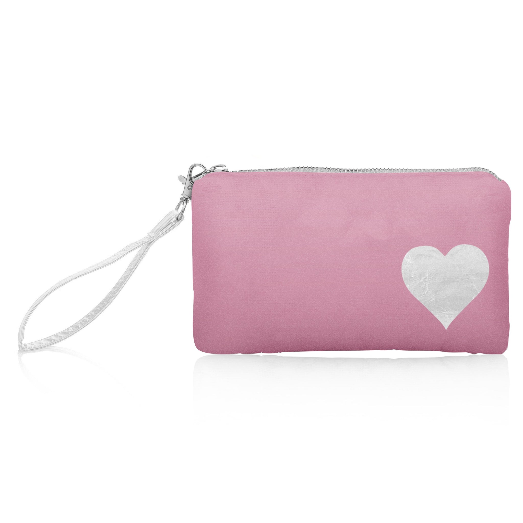Zip Wristlet - Fairy Pink with Silver Heart