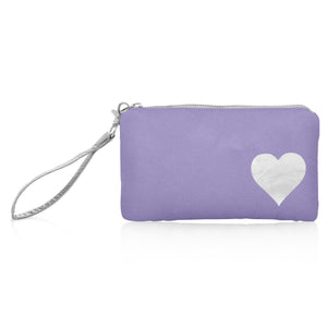 Zip Wristlet - Shimmer Purple with Silver Heart