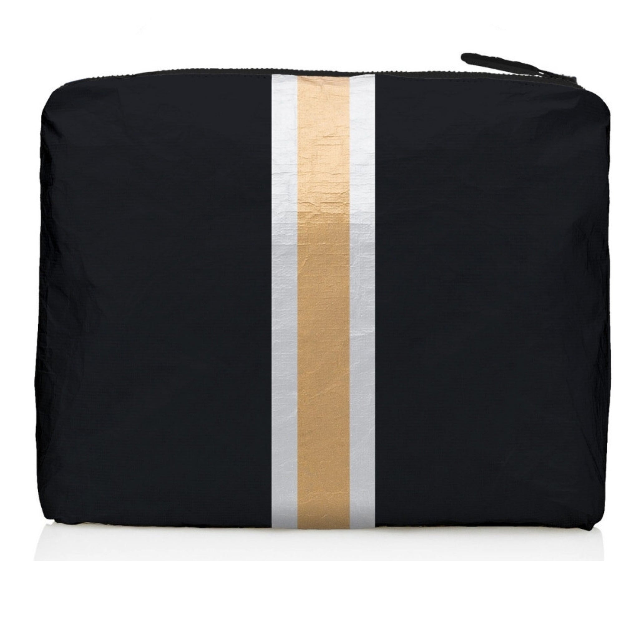 Pouch to Purse - Black with Gold and Silver Stripes