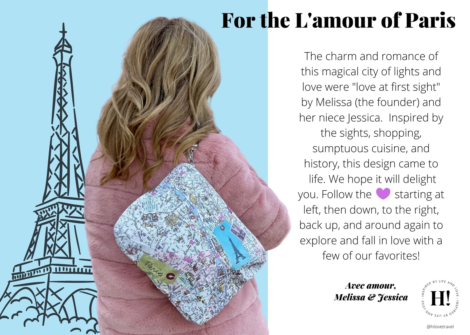 Medium Zipper Pack in "For the L'amour of Paris" Print