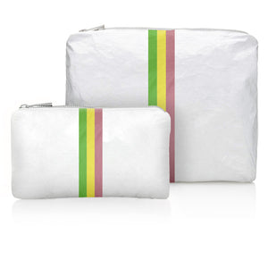 Set of Two - Organizational Packs - Shimmer White with Colorful Green, Yellow, and Pink Stripes