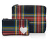 Set of two organizational packs in holiday plaid pattern on white background