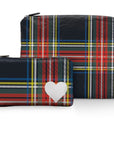 Set of two organizational packs in holiday plaid pattern on white background
