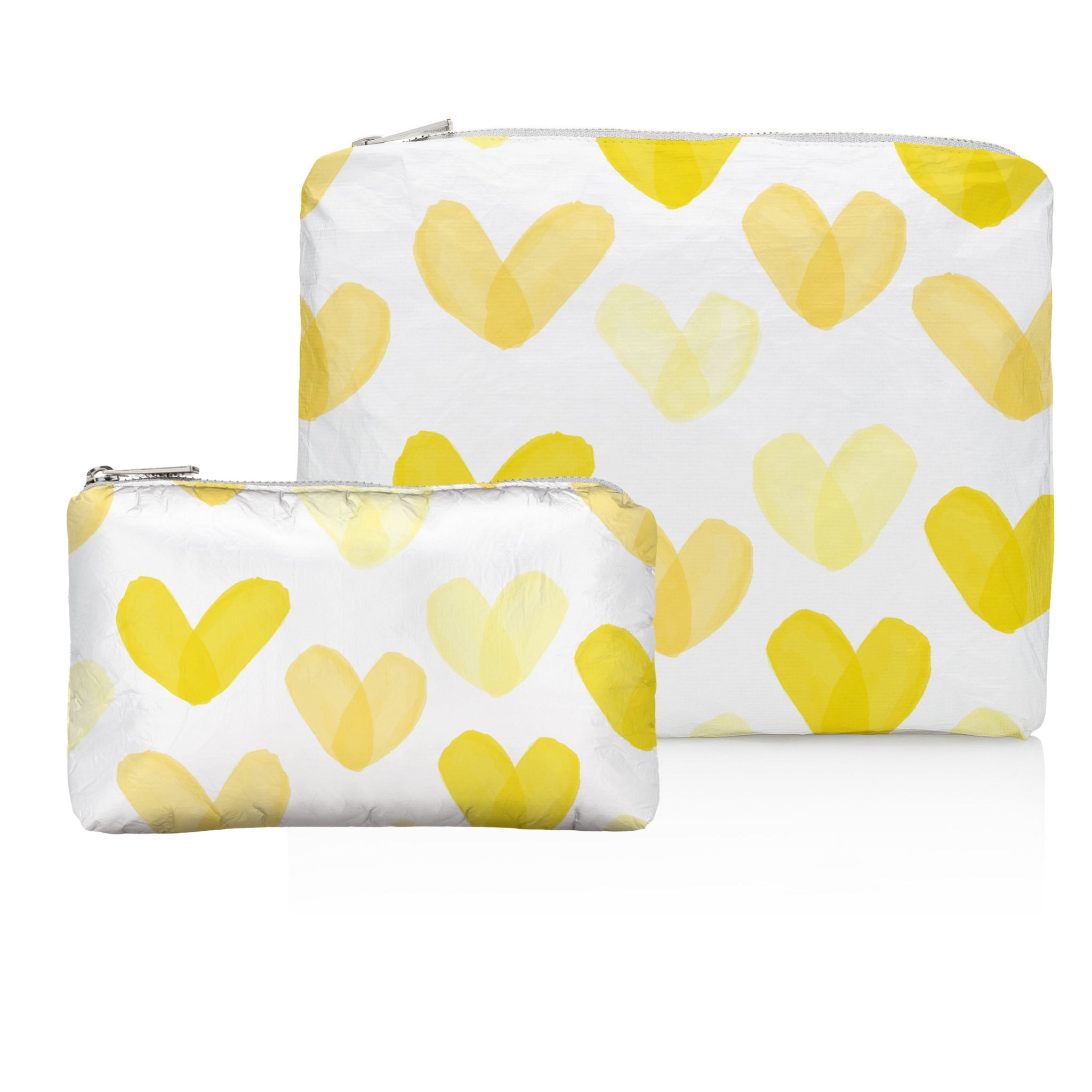Set of Two - Organizational Packs - "Language of Love" Sunshine Yellow Heart Print